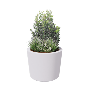 Poliester Korito za rože - Stožčast - Ø 95 x 70 cm - RAL9010 mat (bela) - Z dnom