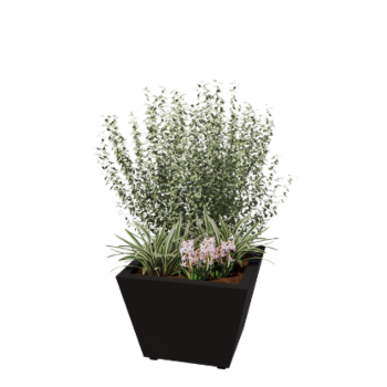 Jekleno korito za rože - Stožec - 60 x 60 x 41,5 cm - Varjeno - RAL9005 mat (črna) - Z dnoploščo