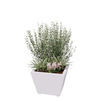 Jekleno korito za rože - Stožec - 60 x 60 x 41,5 cm - Varjeno - RAL9010 mat (bela) - Z dnoploščo