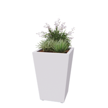 Jekleno korito za rože - Stožec - 60 x 60 x 81,5 cm - Varjeno - RAL9010 mat (bela) - Z dnoploščo