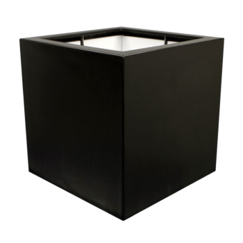 Poliester Korito za rože - Kvadrat - 120 x 120 x 120 cm - RAL9005 mat (črna) - Z dnom