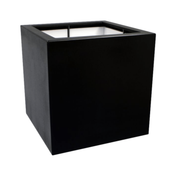 Poliester Korito za rože - Kvadrat - 80 x 80 x 80 cm - RAL9005 mat (črna) - Z dnom