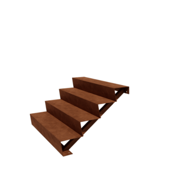 Vrtna stopnica iz jekla corten New York 4 stopnice (širina 120 cm)