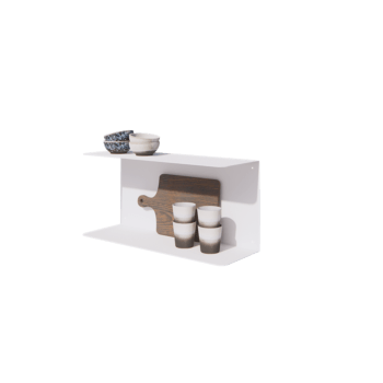 Jeklena stenska polica - C-oblika - 60 x 20 x 28 cm - RAL9010 mat (bela)