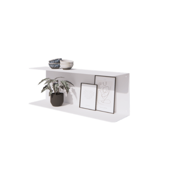 Jeklena stenska polica - C-oblika - 80 x 20 x 28 cm - RAL9010 mat (bela)