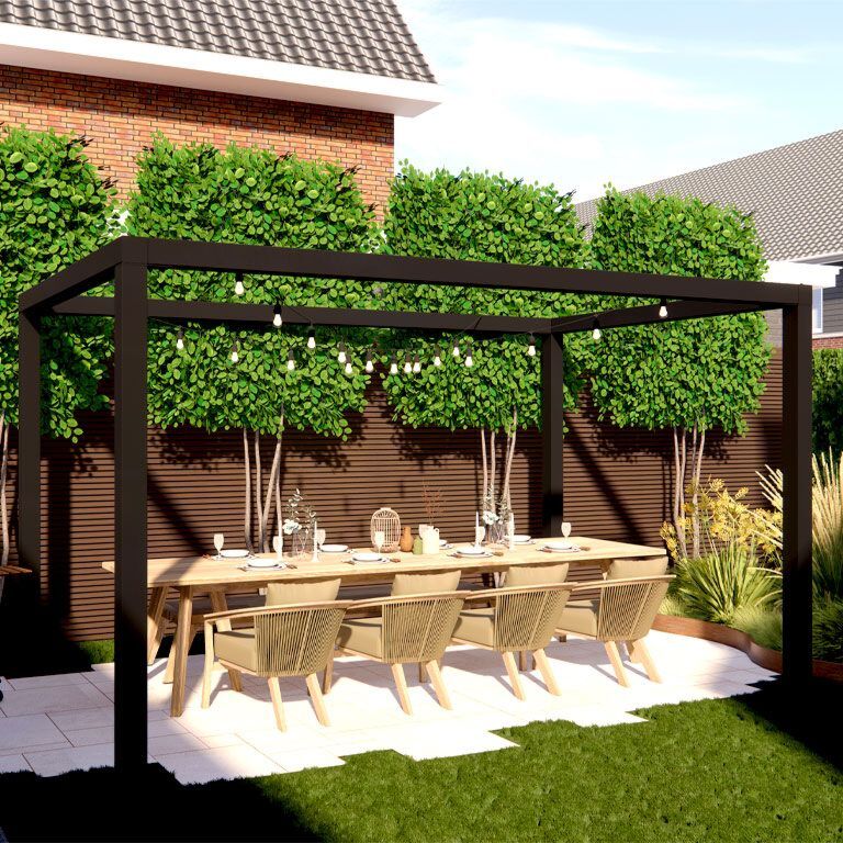 Pergola iz prašno barvanega jekla nastavitev kvadrat 324 x 300 cm