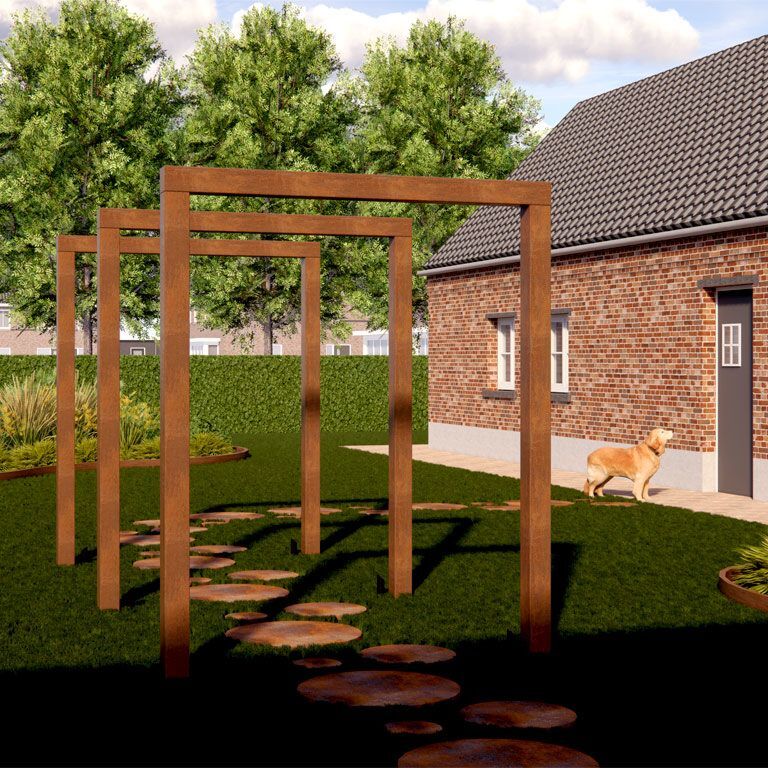 Pergola iz jekla corten ravno 150 cm