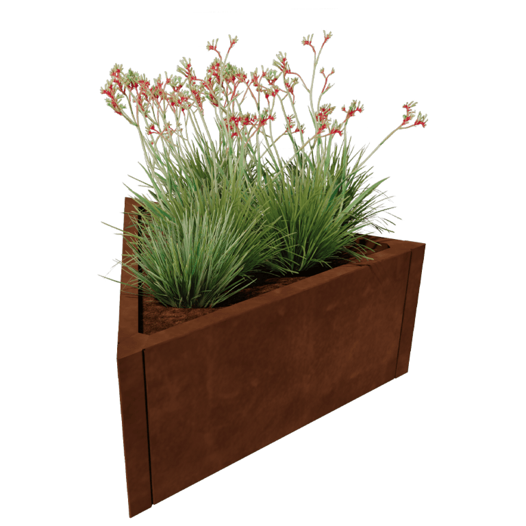Korito za rože iz jekla corten Alaska enakostranični 80 cm