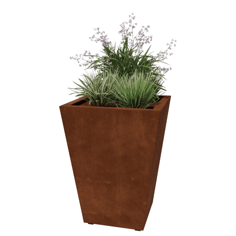 Varjeno korito za rože iz jekla corten Stožec 60 x 60 x 80 cm