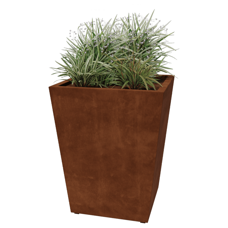 Varjeno korito za rože iz jekla corten Stožec 80 x 80 x 100 cm
