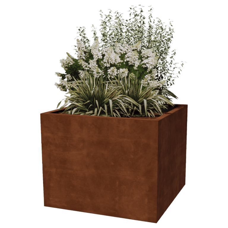 Varjeno korito za rože iz jekla corten Montana 100 x 100 x 80 cm