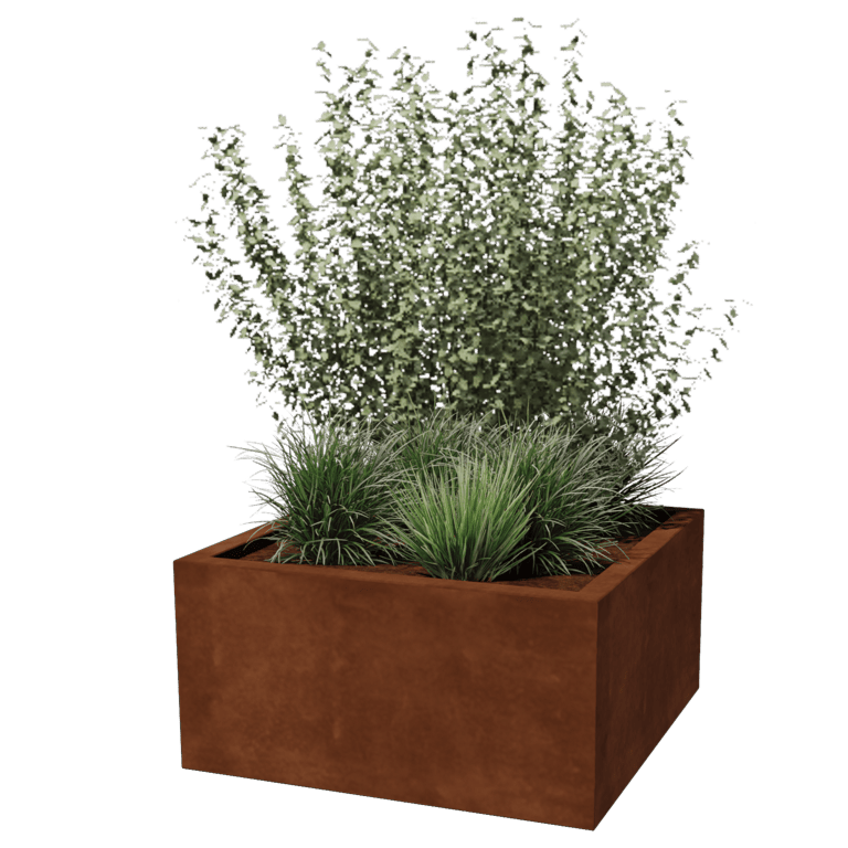 Varjeno korito za rože iz jekla corten Montana 80 x 80 x 40 cm