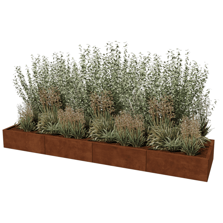 Korito za rože iz jekla corten Texas xxl 320 x 80 cm