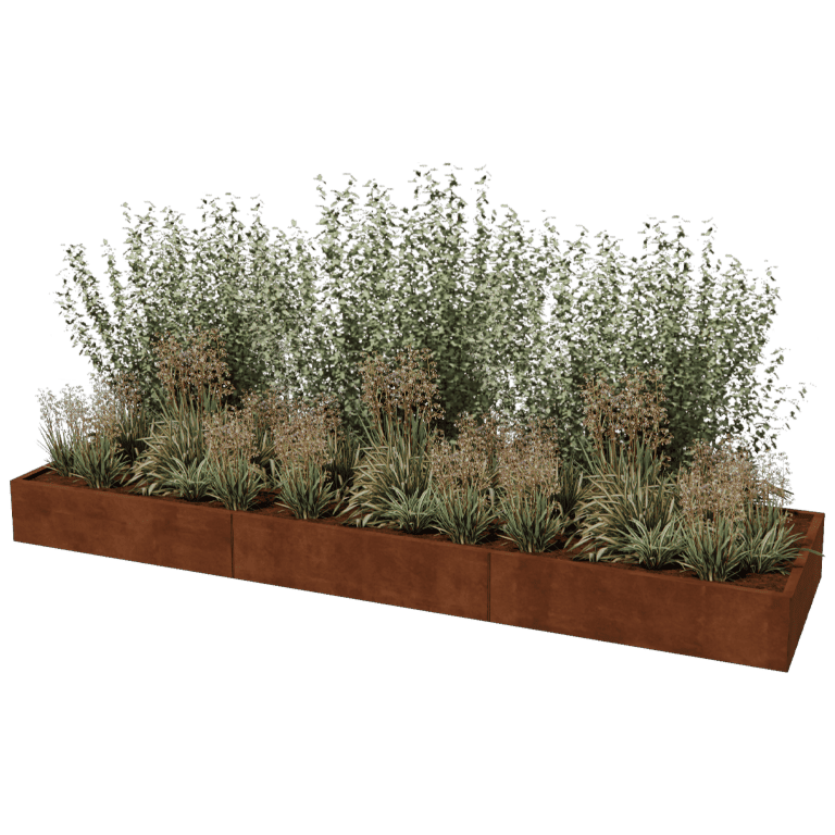 Korito za rože iz jekla corten Texas xxl 360 x 100 cm
