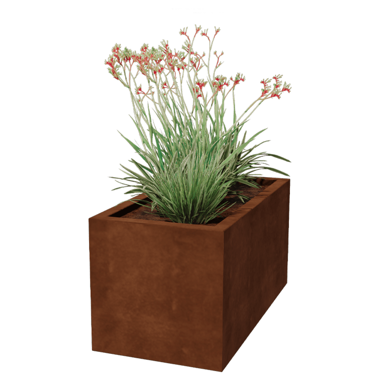 Varjeno korito za rože iz jekla corten Montana 100 x 50 x 50 cm