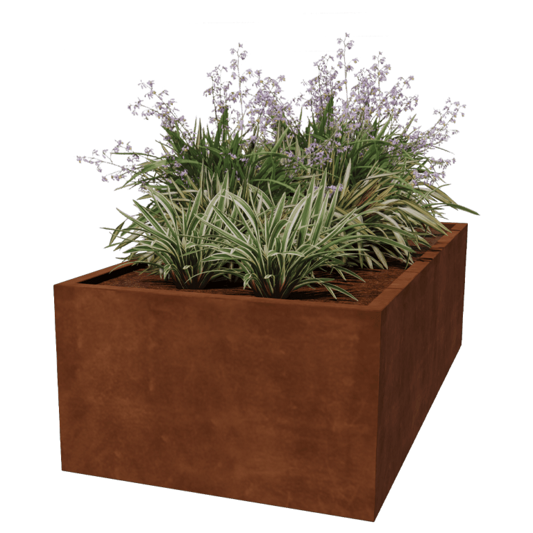 Varjeno korito za rože iz jekla corten Montana 200 x 100 x 60 cm