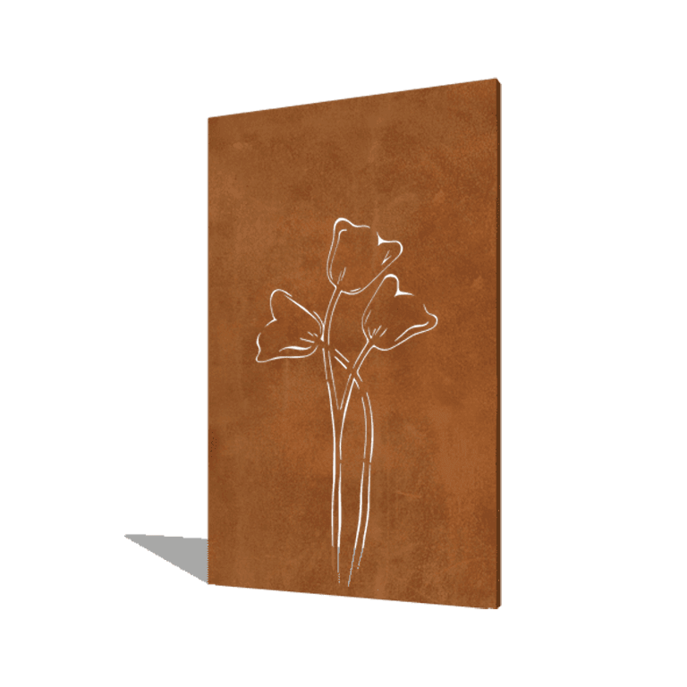 Vrtna plošča iz jekla corten tulipan simetrično 120 x 6 x 190 cm