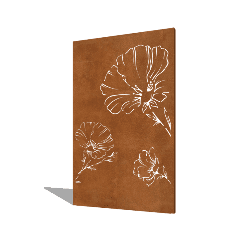 Vrtna plošča iz jekla corten mak 120 x 6 x 190 cm