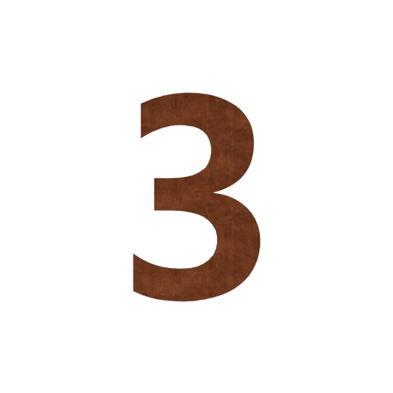 Corten jeklena hišna številka 3 - 9,1 x 15 cm - Samolepilno