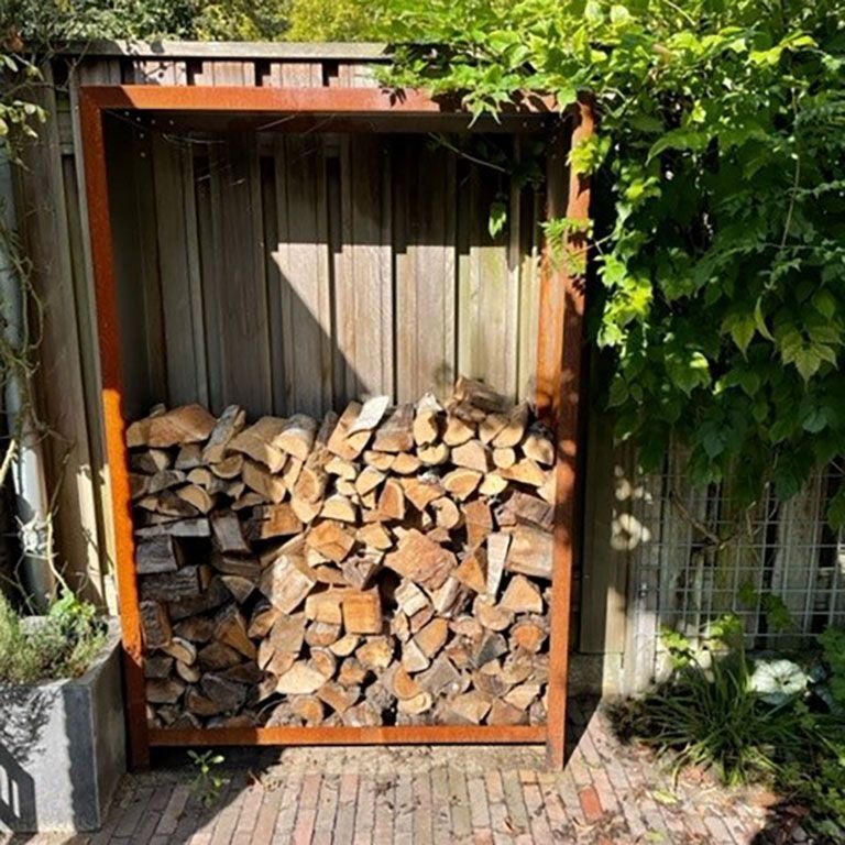 Stojalo za drva iz jekla corten Indiana 180 x 120 x 40 cm