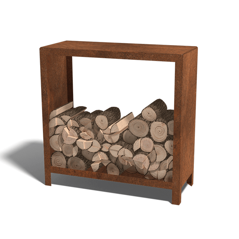 Stojalo za drva iz jekla corten Indiana 100 x 100 x 40 cm