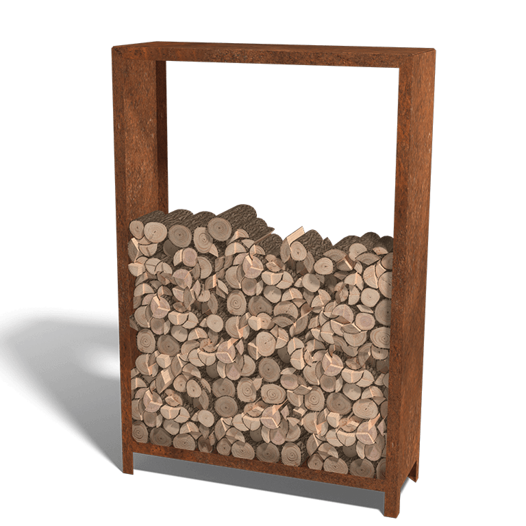Stojalo za drva iz jekla corten Indiana 180 x 120 x 40 cm