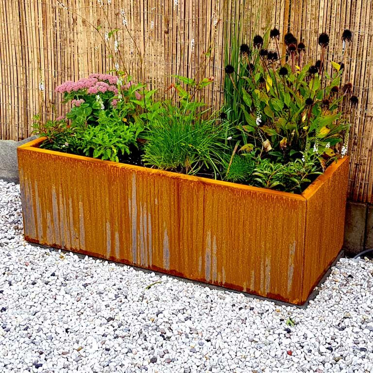 Korito za rože iz jekla corten Teksas 50 x 120 cm