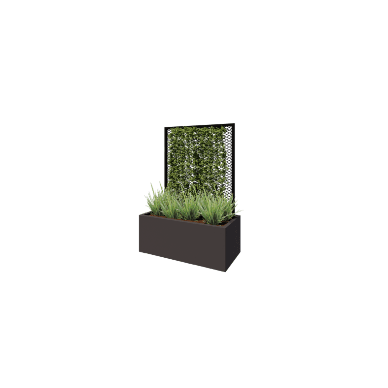 Jeklena opora za plezalke - 90 x 3 x 117,5 cm - RAL9005 mat (črna) - Za korito za rože 50 cm