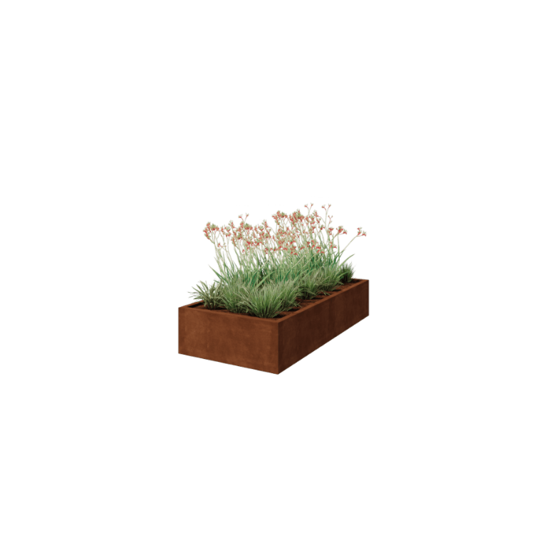 Varjeno korito za rože iz jekla corten Montana 200 x 100 x 40 cm