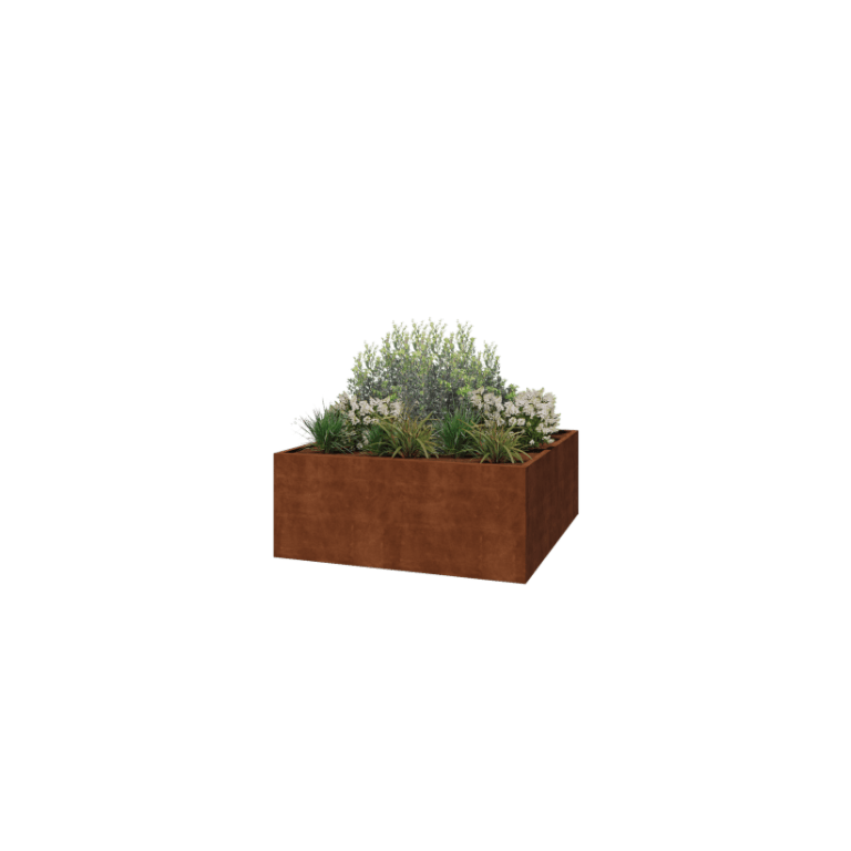 Corten jekleno korito za rože - Kvadrat - 200 x 200 x 80 cm - Varjeno - Brez dnoplošče
