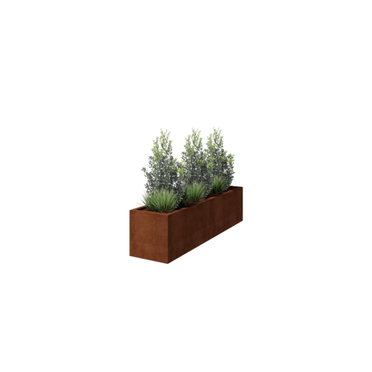 Varjeno korito za rože iz jekla corten Montana 200 x 50 x 50 cm