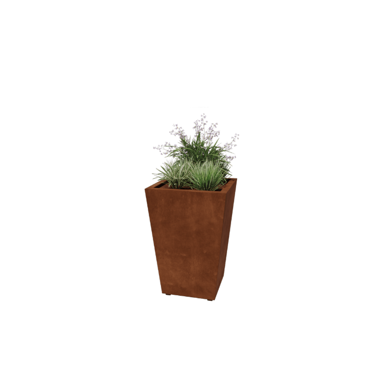 Corten jekleno korito za rože - Stožec - 60 x 60 x 81,5 cm - Varjeno - Z dnoploščo