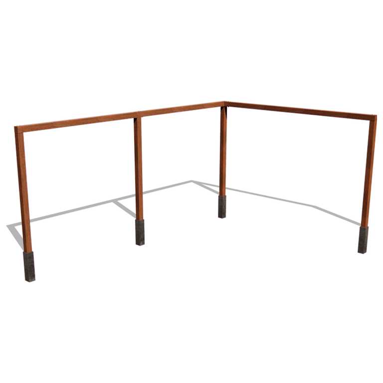 Pergola iz jekla corten kotna postavitev 600 x 412 cm
