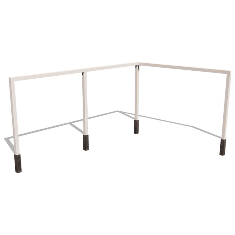 Pergola iz prašno barvanega jekla kotna postavitev 600 x 412 cm