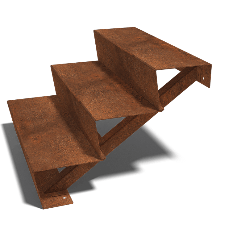 Vrtna stopnica iz jekla corten New York 3 stopnice (širina 120 cm)