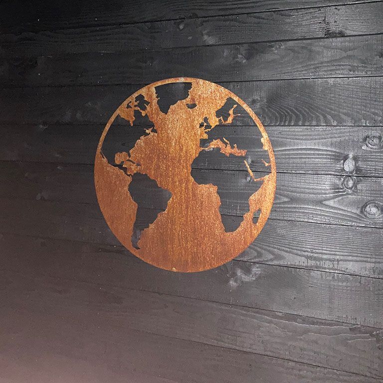 Stenska dekoracija iz jekla corten Globus