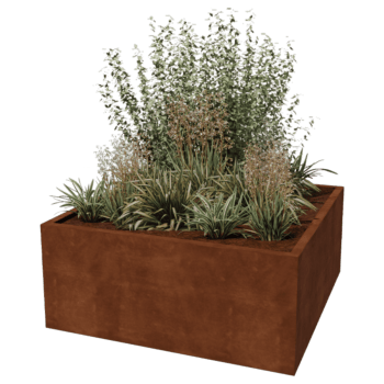 Varjeno korito za rože iz jekla corten Montana 140 x 140 x 60 cm