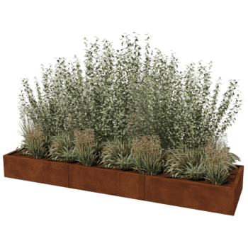 Korito za rože iz jekla corten Texas xxl 300 x 80 cm