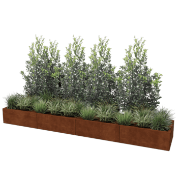 Korito za rože iz jekla corten Texas xxl 320 x 60 cm