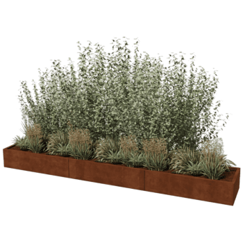Korito za rože iz jekla corten Texas xxl 360 x 60 cm