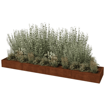Korito za rože iz jekla corten Texas xxl 400 x 80 cm