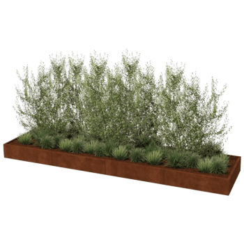 Korito za rože iz jekla corten Texas xxl 480 x 120 cm