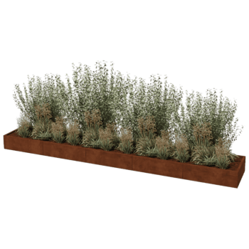 Korito za rože iz jekla corten Texas xxl 500 x 80 cm