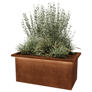 Varjeno korito za rože iz jekla corten Alabama z LED 100 x 50 x 50 cm