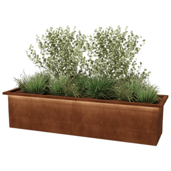 Varjeno korito za rože iz jekla corten Alabama z LED 200 x 50 x 50 cm