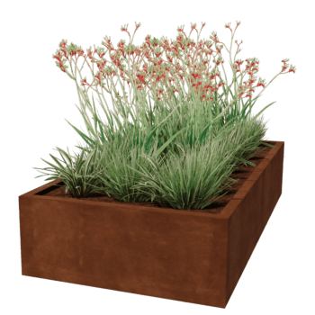 Varjeno korito za rože iz jekla corten Montana 200 x 100 x 40 cm