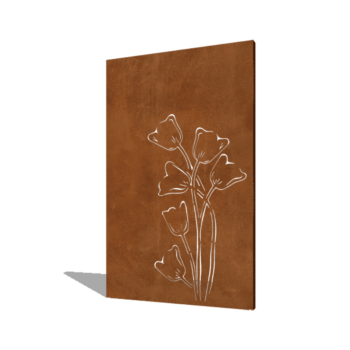 Vrtna plošča iz jekla corten tulipan asimetrično 120 x 6 x 190 cm