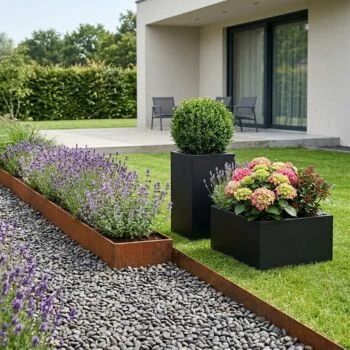 Jekleno korito za rože - Kvadrat - 100 x 100 x 40 cm - RAL9010 mat (bela) - Brez dnoplošče