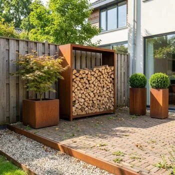 Corten jekleno Regal za drva - Indiana - 120 x 40 x 180 cm
