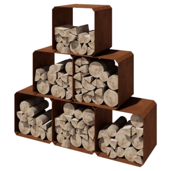 Corten jekleno Regal za drva - Colorado 6 kosov - 40 x 40 x 40 cm